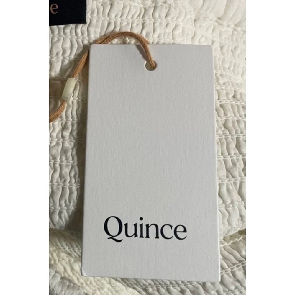 Quince Smocked Square Neck Midi Dress S NWT White 100% Organic Cotton Gauze - Picture 5 of 5